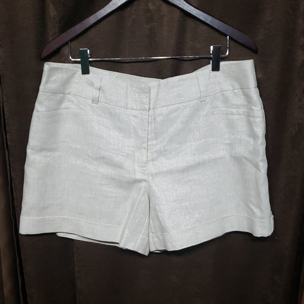 Apt. 9 Cream Women's Shorts Shimmer Polyester Linen